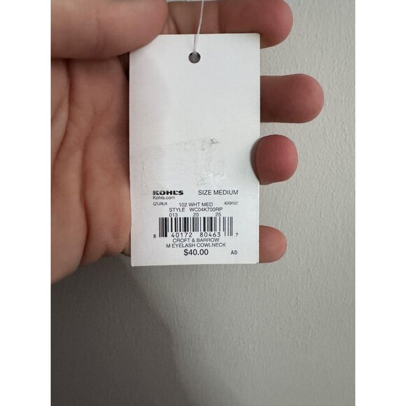 Croft & Barrow Eyelash Knit Cowl Neck Sweater - Medium - Grey & Black Pattern - Picture 6 of 16